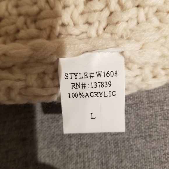 Dreamers Open Front Cream Cardigan With Big Front Pockets Size Large - Picture 5 of 6